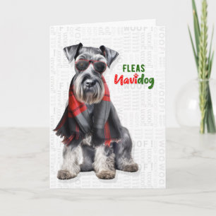 Tarjeta divertida de Navidad de perro Schnauzer co