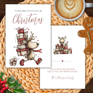 Tarjeta divertida de Navidad de reno