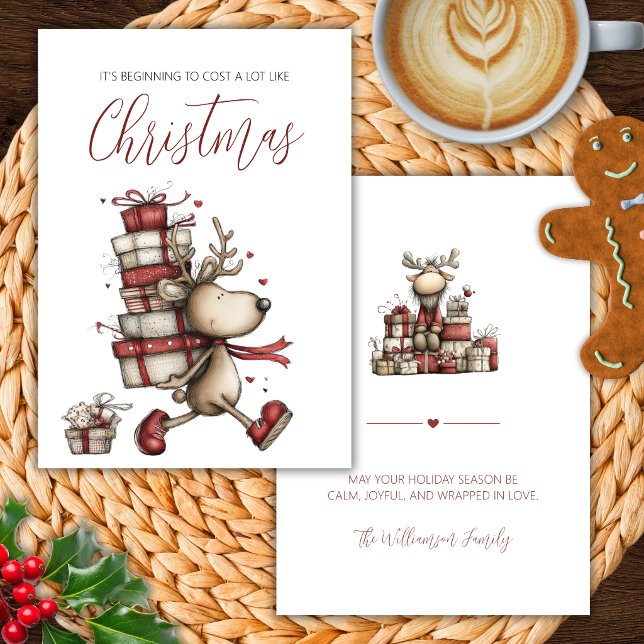 Tarjeta divertida de Navidad de reno (Subido por el creador)