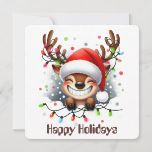 Tarjeta divertida de Navidad de Reno
