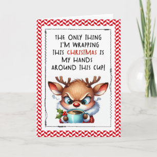 Tarjeta divertida de Navidad de Reno gruñón