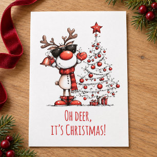 Tarjeta divertida de Navidad de reno – ¡Oh Ciervo!