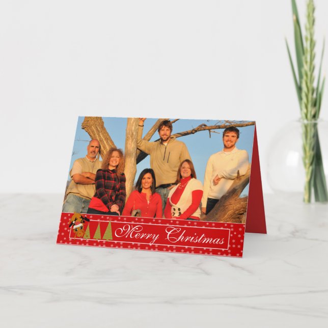 Tarjeta divertida de Navidad de Reno rojo (Anverso)