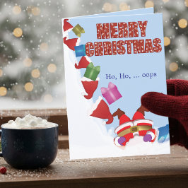 Tarjeta divertida de Navidad de Santa Claus caído