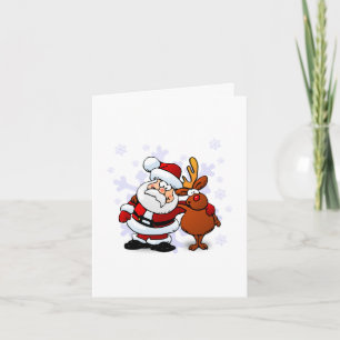 Tarjeta divertida de Navidad de Santa y Rudolph