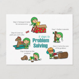Tarjeta divertida de Navidad: Elfos resolviendo pr