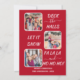 Tarjeta divertida de Navidad en rojo y blanco con