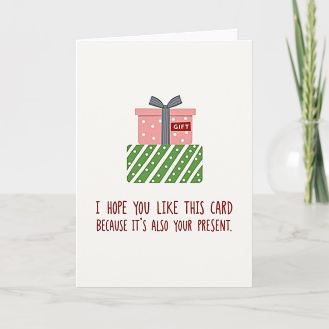 Tarjeta divertida de Navidad Espero que te guste l (Anverso)
