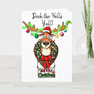 Tarjeta divertida de Navidad familiar 'Deck the Ha