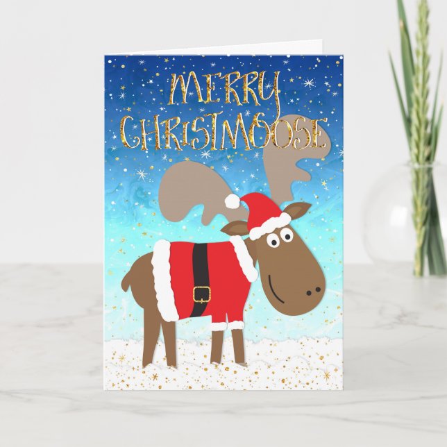 Tarjeta divertida de Navidad - Feliz Christmoose (Anverso)