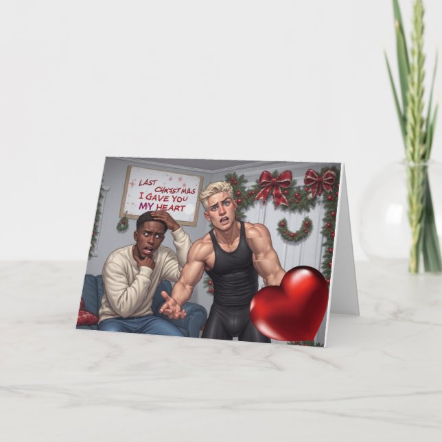 Tarjeta divertida de Navidad gay "El último Navida (Anverso)