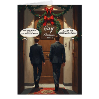 Tarjeta divertida de Navidad gay: Fiesta de pastel