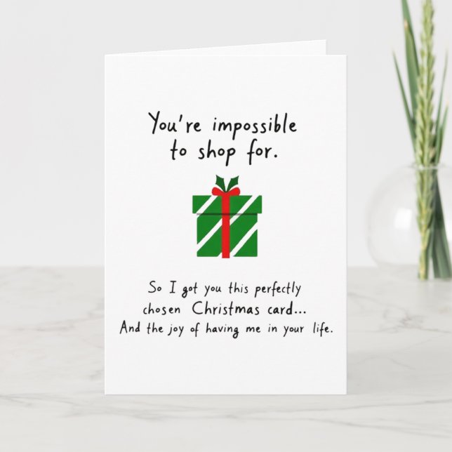 Tarjeta divertida de Navidad imposible de comprar (Anverso)