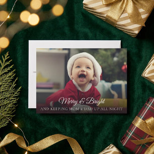 Tarjeta divertida de Navidad para bebé recién naci