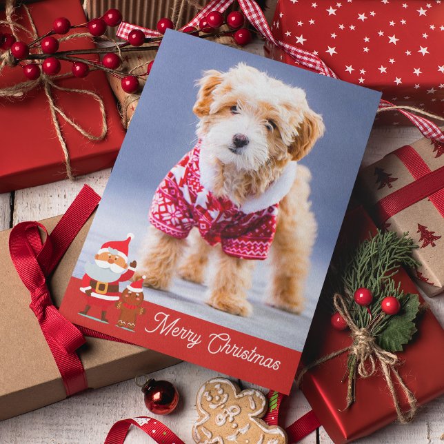 Tarjeta divertida de Navidad para mascotas con per (Front)
