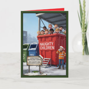 Tarjeta divertida de Navidad para niños traviesos