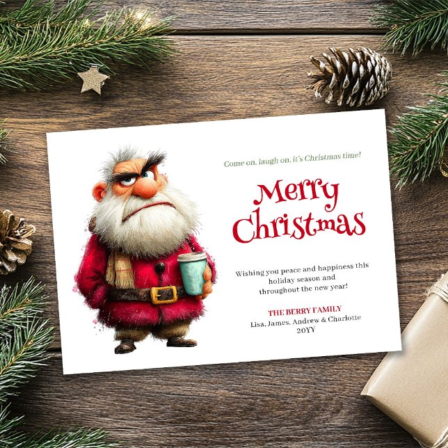 Tarjeta divertida de Navidad personalizada de Test (Testy Claus funny custom Christmas greeting card art)