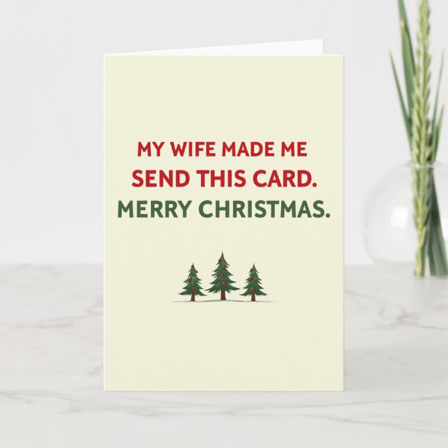 Tarjeta divertida de Navidad que mi esposa me hizo (Anverso)