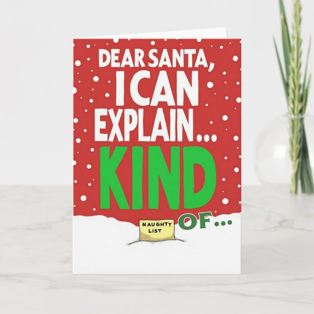 Tarjeta divertida de Navidad Querido Santa Puedo e (Anverso)