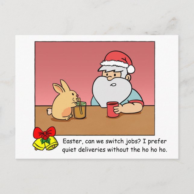 Tarjeta divertida de Navidad: Santa cambiando de t (Anverso)
