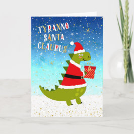 Tarjeta divertida de Navidad - TyrannoSantaClaurus