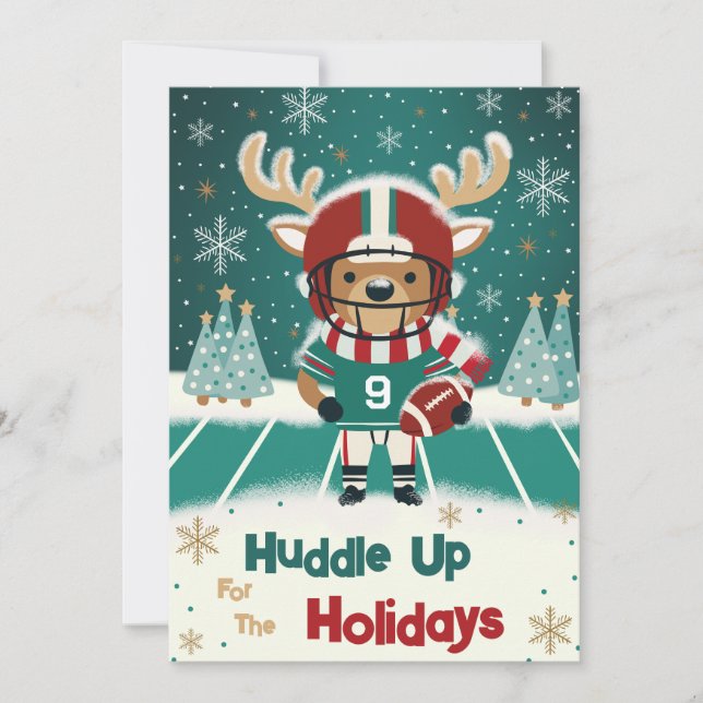 Tarjeta divertida de Navidades de fútbol de renos (Anverso)