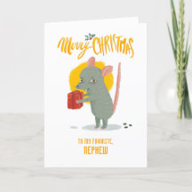 Tarjeta divertida de Navidades presentes en el rat