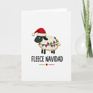 Tarjeta divertida de oveja con fleece en Navidad