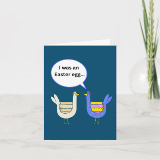 Tarjeta divertida de Pascua con gallinas dobladas