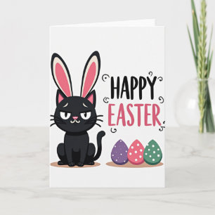 Tarjeta divertida de Pascua de gato Feliz Pascua
