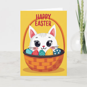 Tarjeta divertida de Pascua de gato rayado