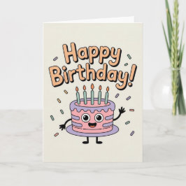 Tarjeta divertida de pastel de cumpleaños lindo pa