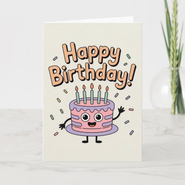Tarjeta divertida de pastel de cumpleaños lindo pa (Anverso)
