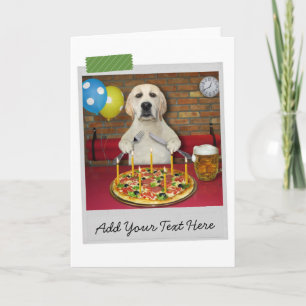 Tarjeta divertida de perro recuperador de pizza de