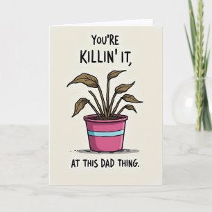 Tarjeta divertida de planta para el Día del Padre