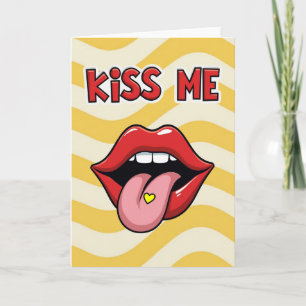 Tarjeta divertida de Pop Art 'Bésame los labios'