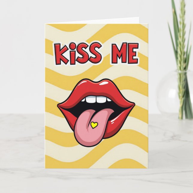 Tarjeta divertida de Pop Art 'Bésame los labios' (Anverso)