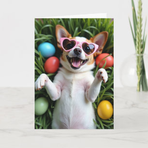 Tarjeta divertida de primavera para perro feliz
