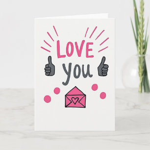 Tarjeta divertida de pulgares hacia arriba de amor