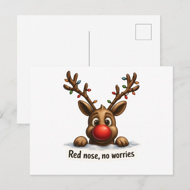 🎄 Tarjeta divertida de reno para las fiestas 🦌✨ (Anverso / Reverso)