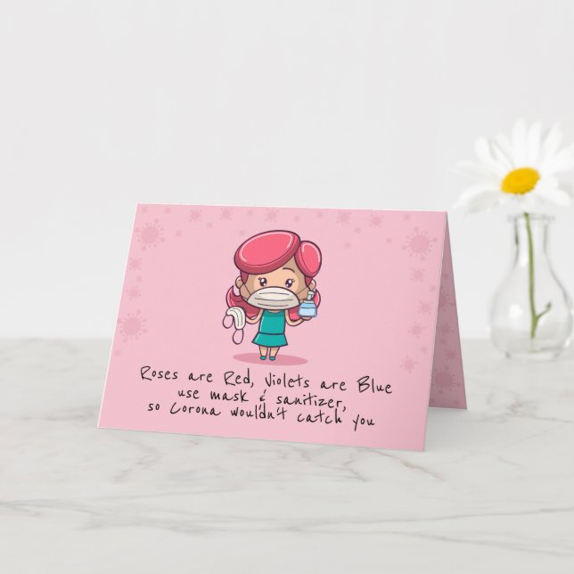 Tarjeta divertida de San Valentín COVID plegada (Planta pequeña)