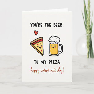 Tarjeta divertida de San Valentín de cerveza y piz