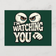 Tarjeta divertida de "TE ESTOY VIGILANDO" con ojos