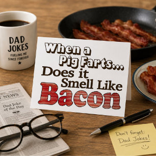 Tarjeta divertida de tocino con chiste de papá Cer