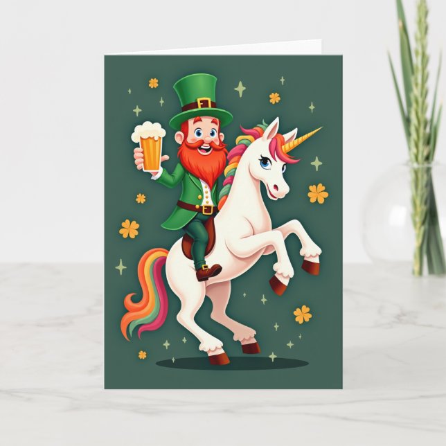 Tarjeta Divertida de Unicornio Arcoíris (Anverso)