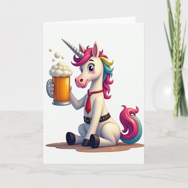 Tarjeta divertida de unicornio para fiesta (Anverso)