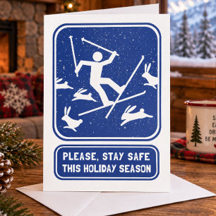 Tarjeta divertida de vacaciones de esquí - Navidad