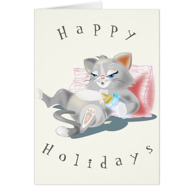 Tarjeta divertida de verano con gato bebé (Frente)