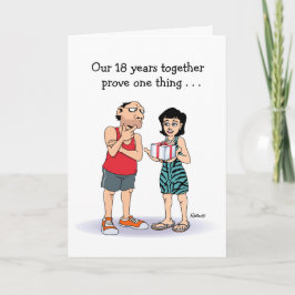 Tarjeta divertida del 18º aniversario de bodas par