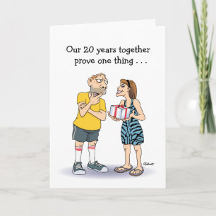 Tarjeta divertida del 20º aniversario de bodas par